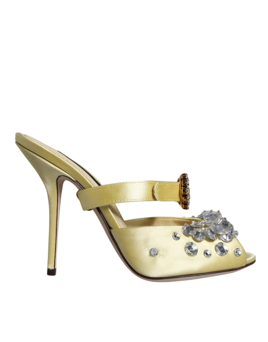 Жовті босоніжки Mary Janes із кристалічним атласом Dolce &amp; Gabbana