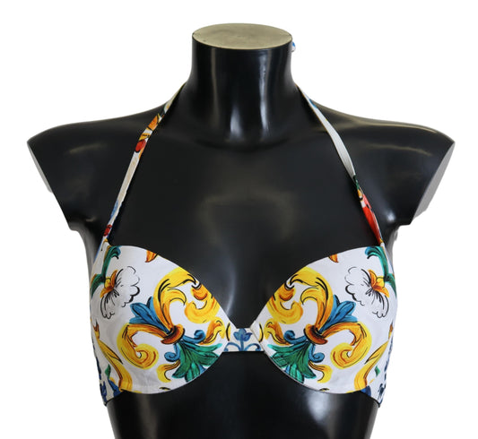 Dolce &amp; Gabbana Біла майоліка Пляжний одяг Купальники Топ бікіні