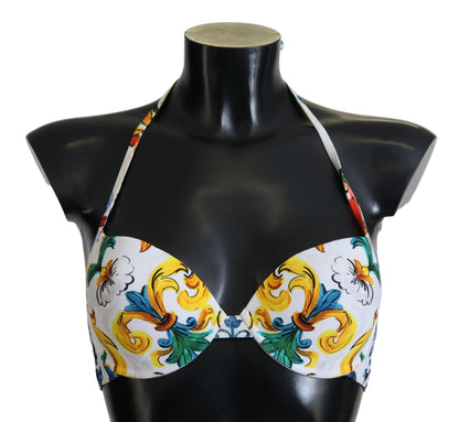 Dolce &amp; Gabbana Біла майоліка Пляжний одяг Купальники Топ бікіні