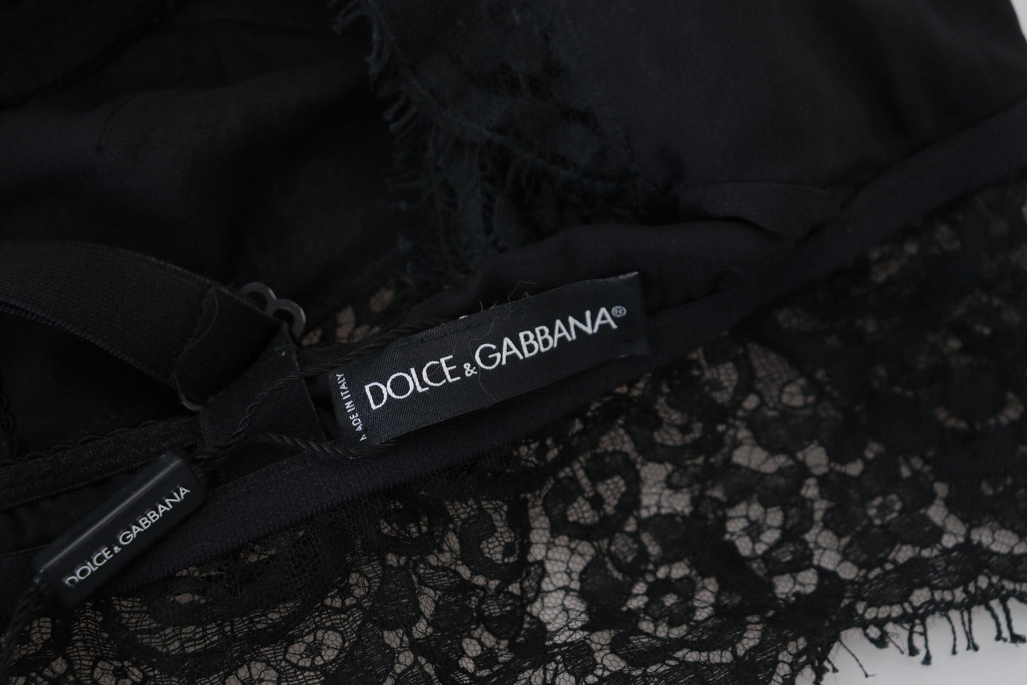 Нижня білизна Dolce &amp; Gabbana з чорним стрейч-бралетом з квітковим мереживом