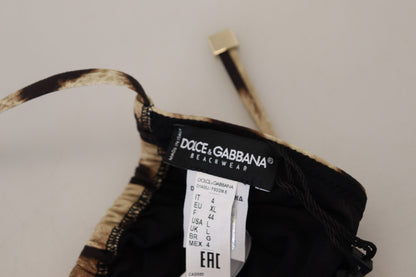 Dolce &amp; Gabbana Коричневий пляжний одяг з леопардовим поясом, купальний костюм, верх бікіні