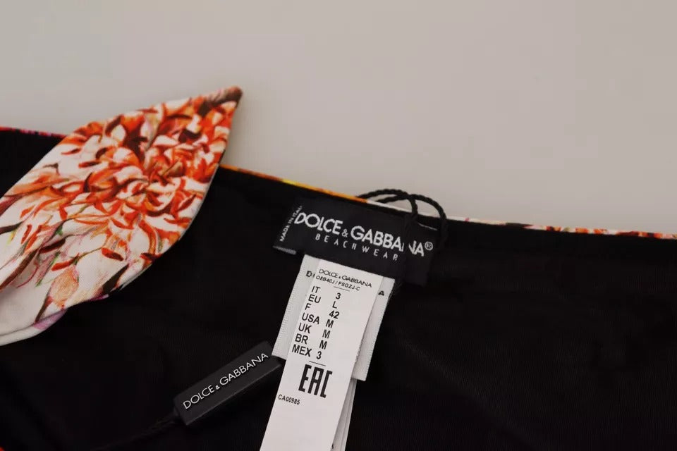 Чорний купальник Dolce &amp; Gabbana з квітковим принтом. Купальник бікіні