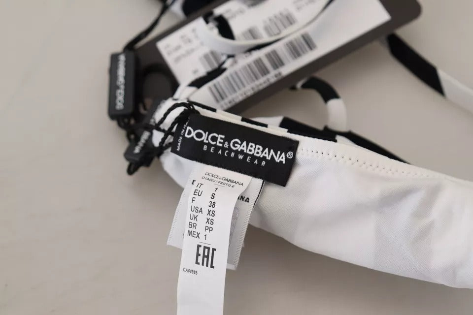 Dolce &amp; Gabbana Чорно-Білий Купальник Зебра Холтер Бікіні Топ