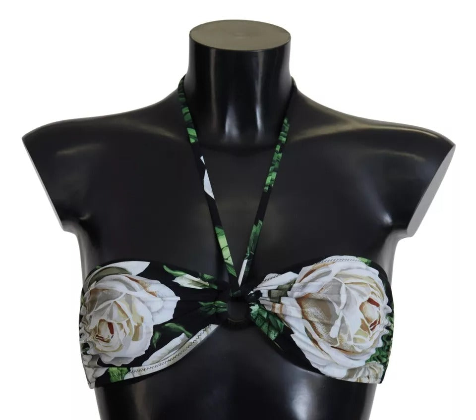 Пляжний одяг Dolce &amp; Gabbana з чорним квітковим принтом, купальний костюм, бікіні