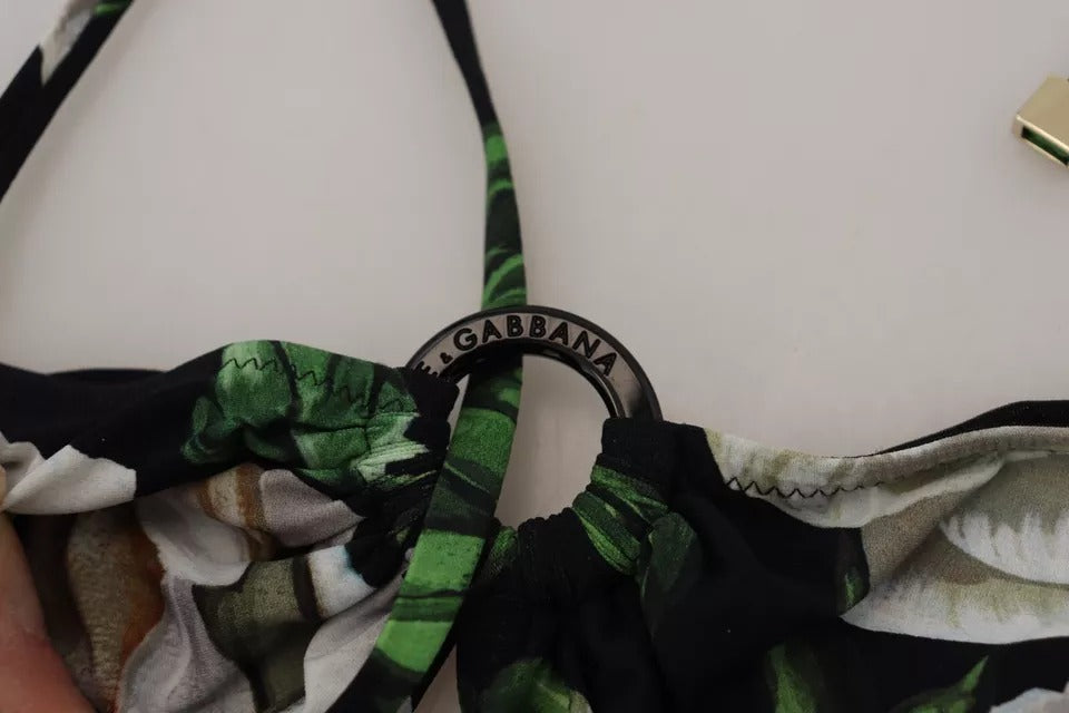 Пляжний одяг Dolce &amp; Gabbana з чорним квітковим принтом, купальний костюм, бікіні