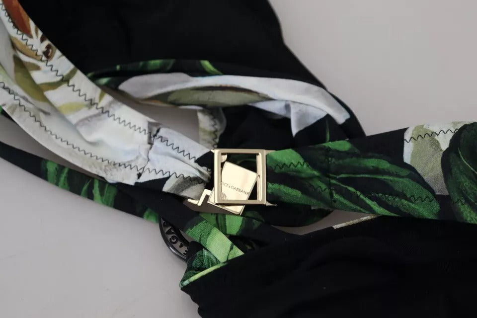 Пляжний одяг Dolce &amp; Gabbana з чорним квітковим принтом, купальний костюм, бікіні