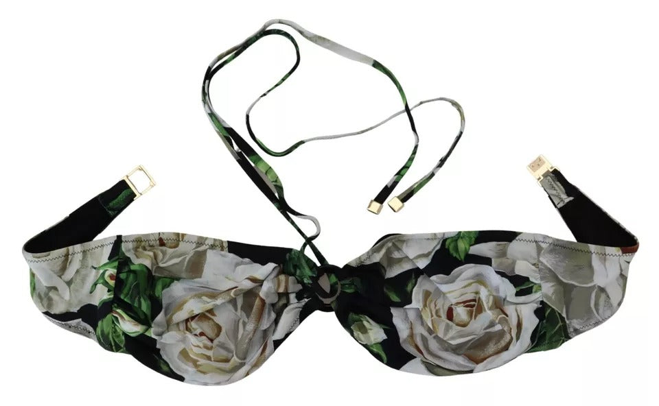 Пляжний одяг Dolce &amp; Gabbana з чорним квітковим принтом, купальний костюм, бікіні