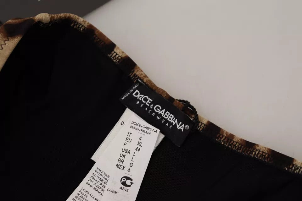 Коричневий купальник Dolce &amp; Gabbana з леопардовим принтом. Купальник, низ бікіні