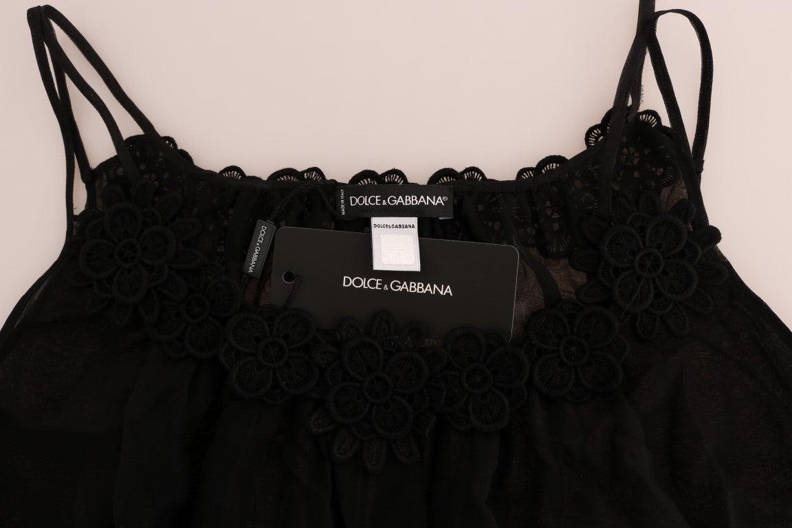 Елегантна чорна шовкова мереживна сорочка Dolce &amp; Gabbana