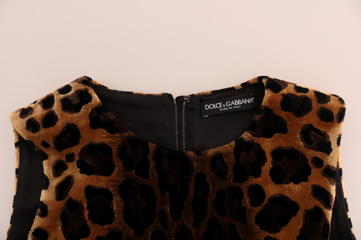 Міні-сукня-футляр Dolce &amp; Gabbana без рукавів з леопардовим принтом