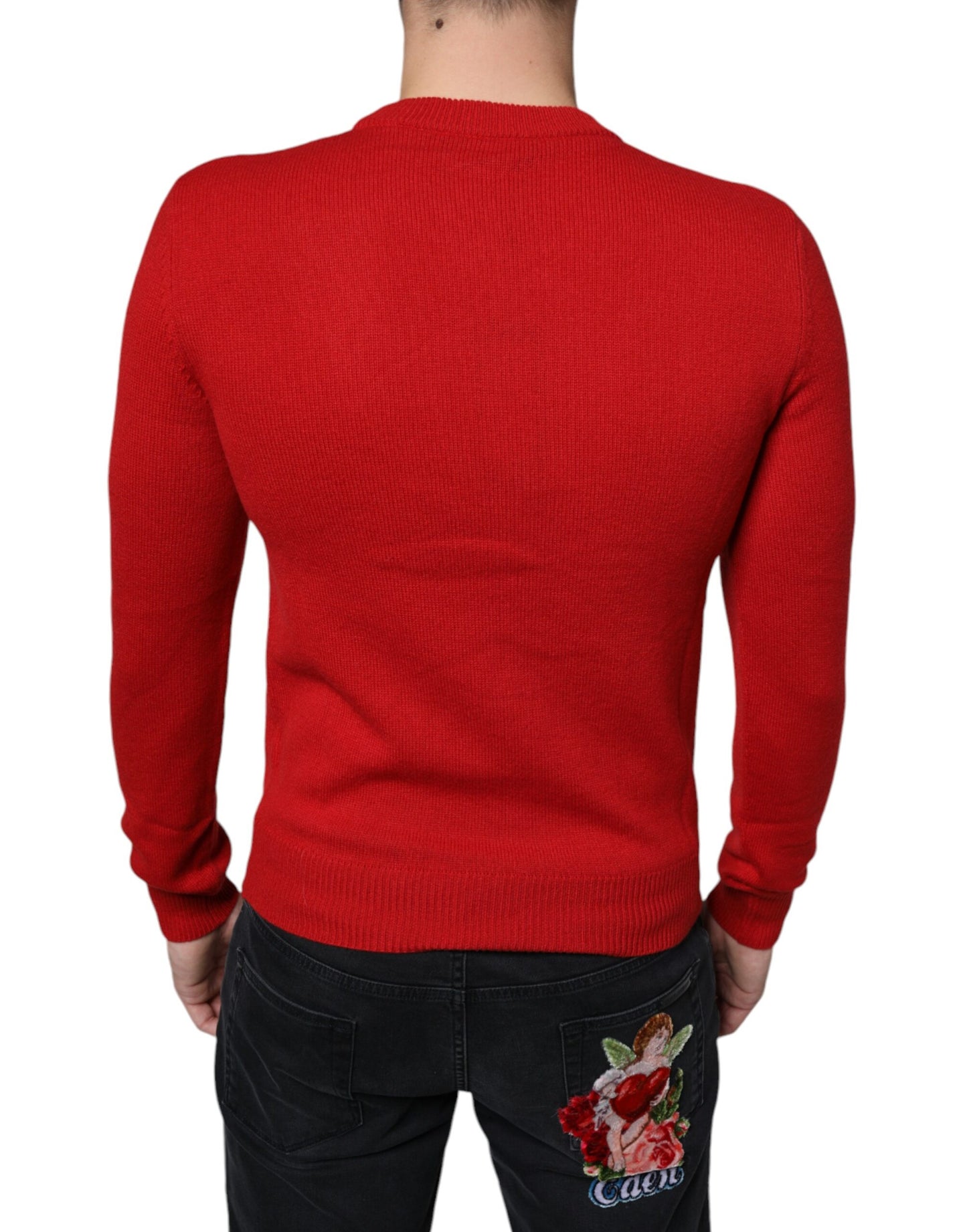 Світшот Dolce &amp; Gabbana Red I'm The King Wool з круглим вирізом