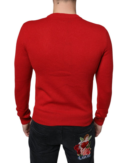 Світшот Dolce &amp; Gabbana Red I'm The King Wool з круглим вирізом
