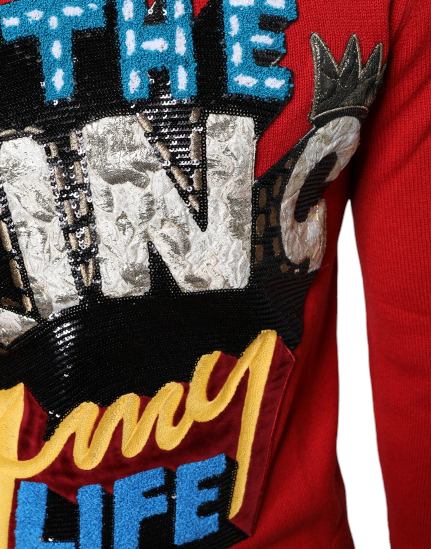 Світшот Dolce &amp; Gabbana Red I'm The King Wool з круглим вирізом
