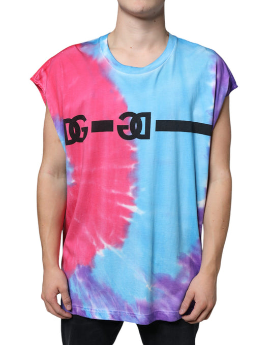 Багатоколірна бавовняна футболка без рукавів Dolce &amp; Gabbana Tie Dye