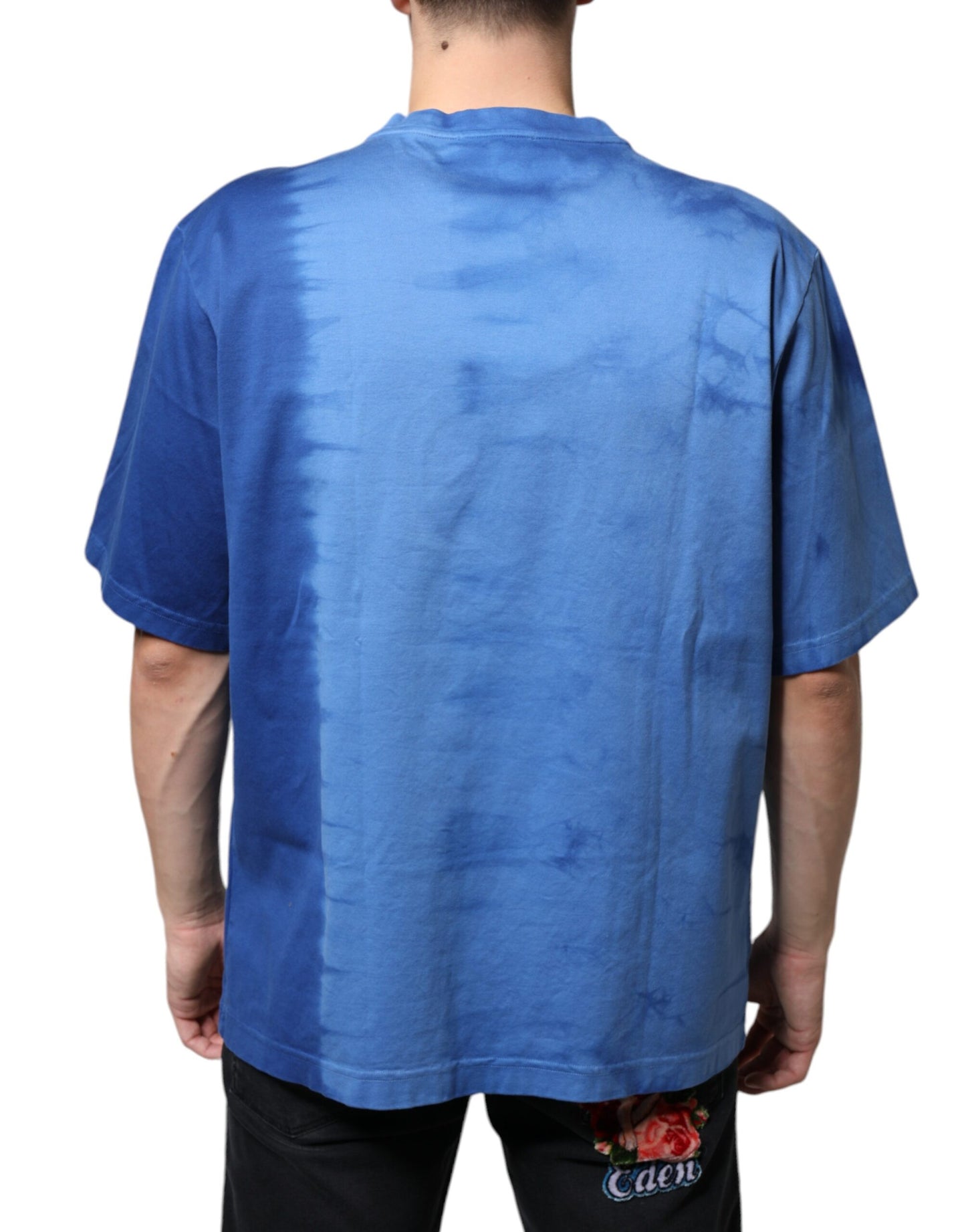 Бавовняна футболка Dolce &amp; Gabbana Blue Tie-Dye зі знаком миру