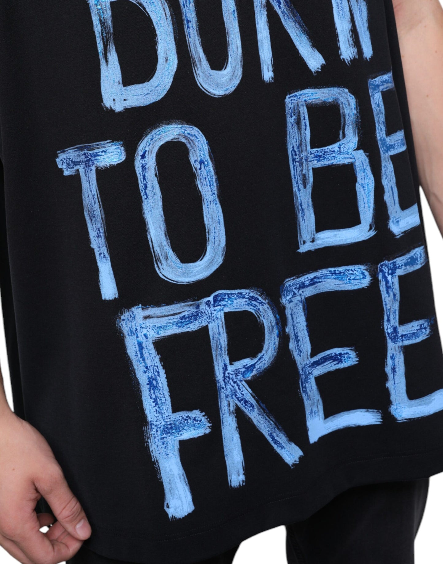 Чорна бавовняна футболка без рукавів Dolce &amp; Gabbana Born To Be Free