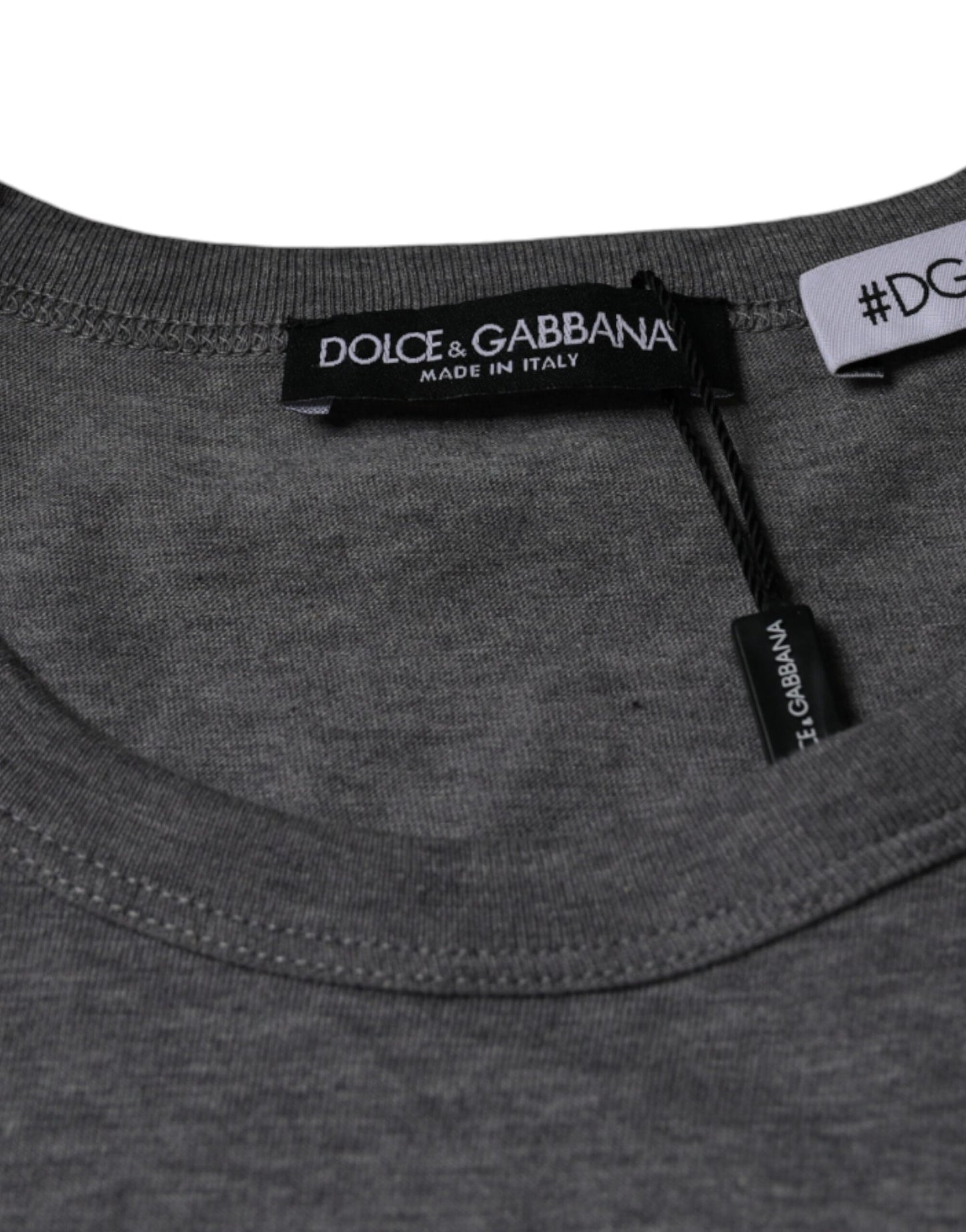 Сіра бавовняна футболка Dolce &amp; Gabbana #DGFamily з короткими рукавами