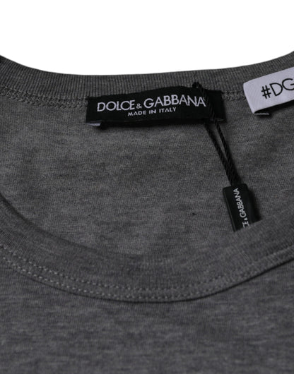 Сіра бавовняна футболка Dolce &amp; Gabbana #DGFamily з короткими рукавами