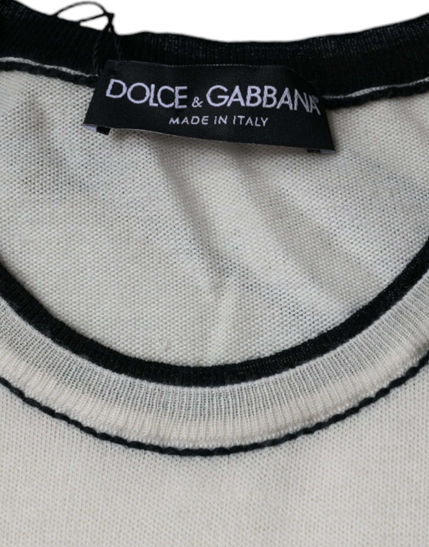 Біла кашемірова футболка з короткими рукавами Dolce &amp; Gabbana
