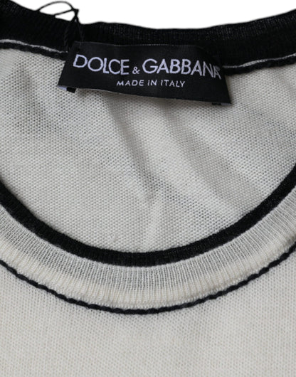 Біла кашемірова футболка з короткими рукавами Dolce &amp; Gabbana