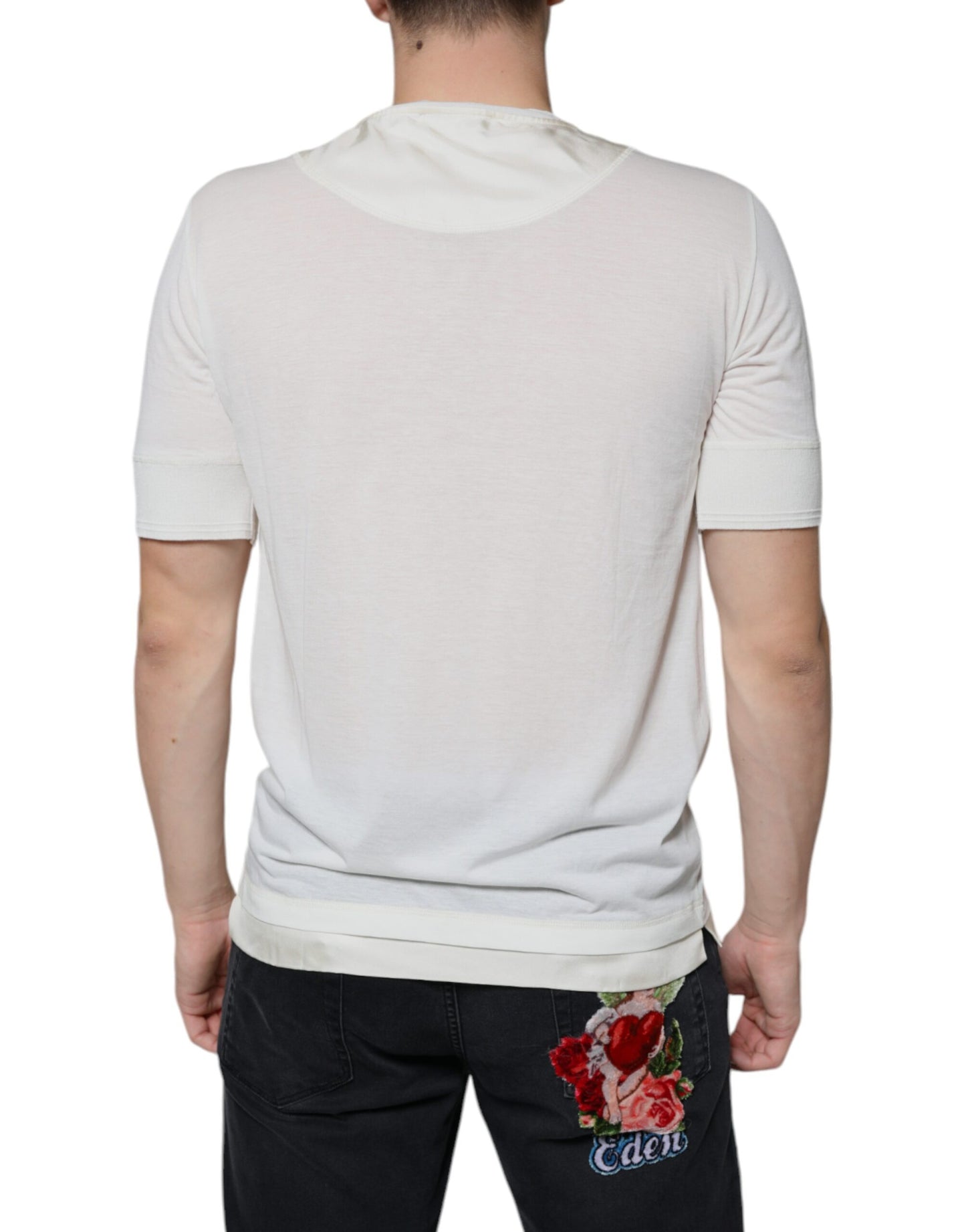 Бавовняна футболка Dolce &amp; Gabbana Off White з короткими рукавами