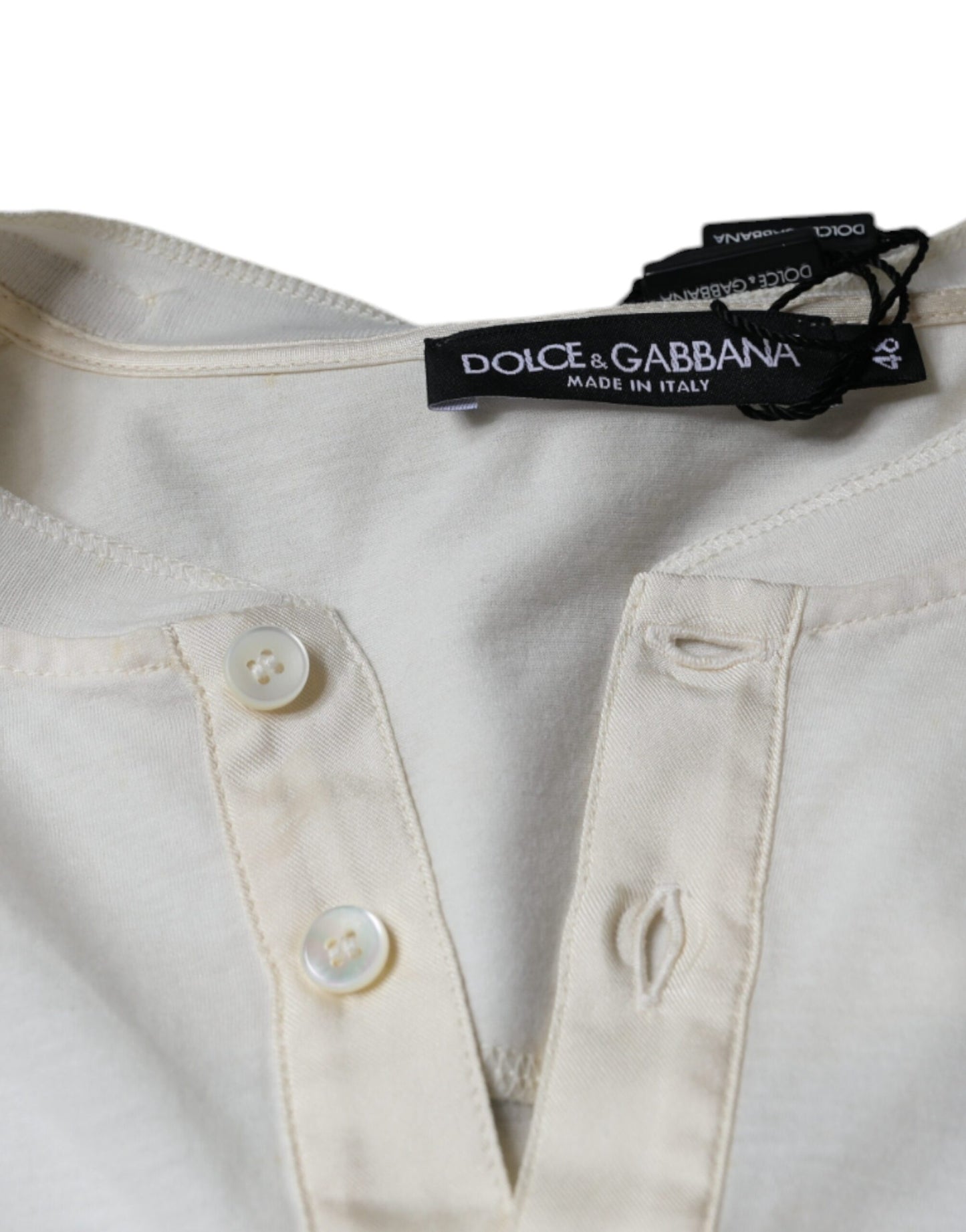 Бавовняна футболка Dolce &amp; Gabbana Off White з короткими рукавами