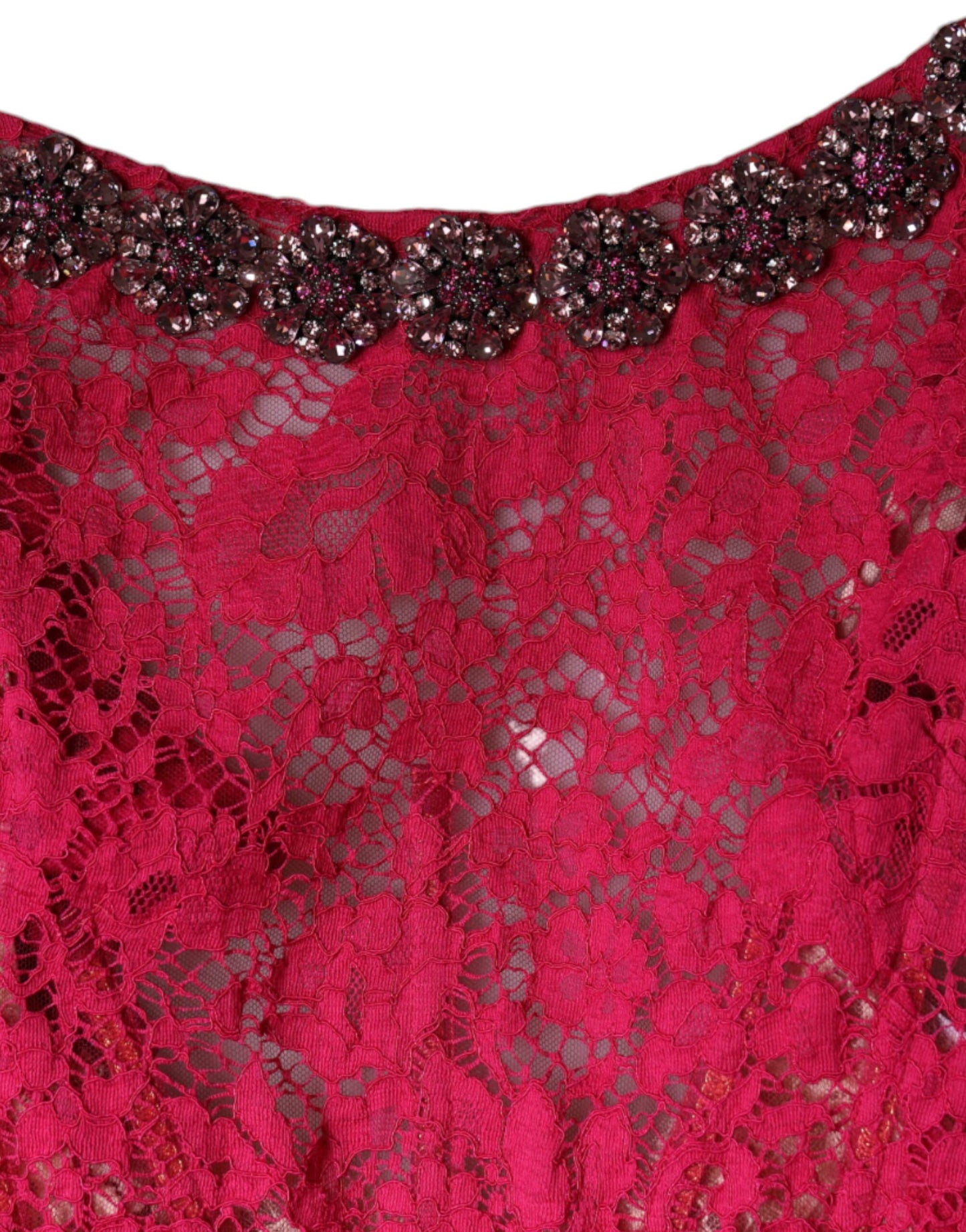 Рожева мереживна довга сукня-футляр Dolce &amp; Gabbana з кристалами