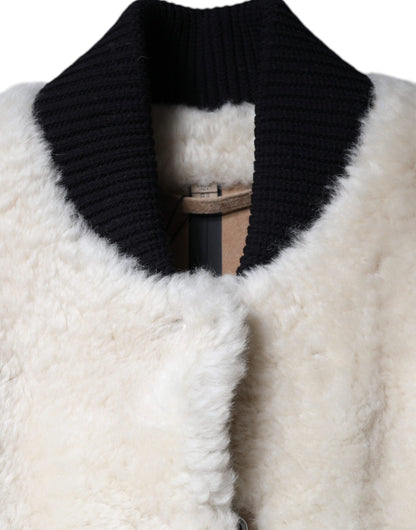 Куртка Burberry White WARRENFORD з дубленої шкіри