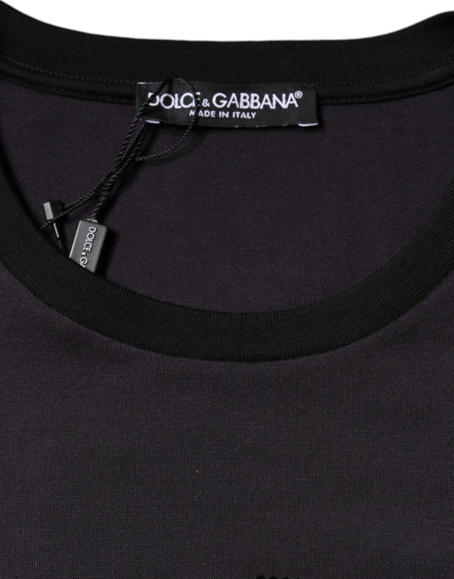 Чорна бавовняна футболка з круглим вирізом із принтом логотипу Dolce &amp; Gabbana