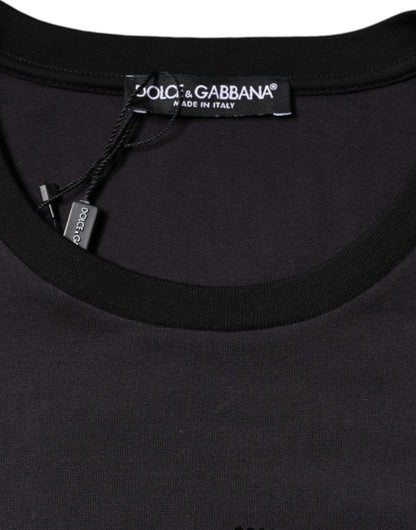 Чорна бавовняна футболка з круглим вирізом із принтом логотипу Dolce &amp; Gabbana