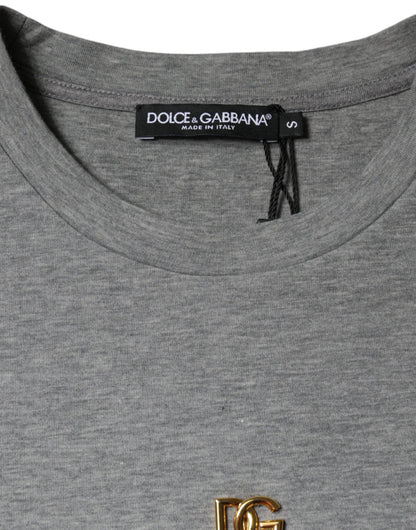 Сіра футболка Dolce &amp; Gabbana зі суміші бавовни з прикрасами