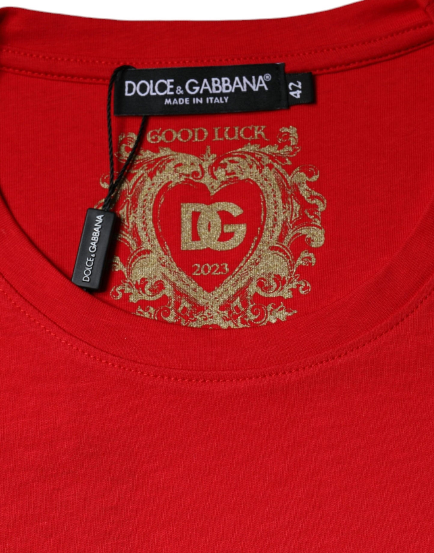 Червона бавовняна футболка з круглим вирізом і короткими рукавами Dolce &amp; Gabbana