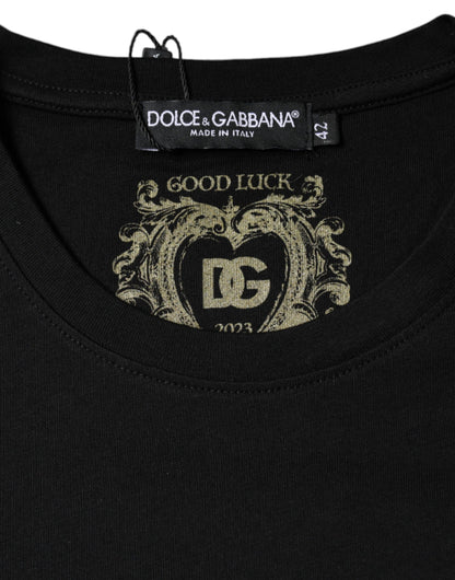 Чорна бавовняна футболка з круглим вирізом і короткими рукавами Dolce &amp; Gabbana