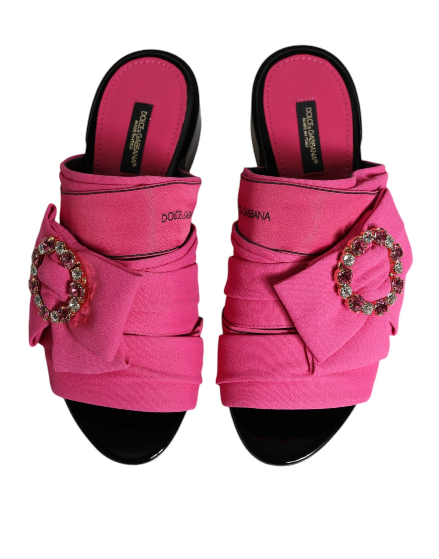 Босоніжки Dolce &amp; Gabbana Pink Black Crystal Slides