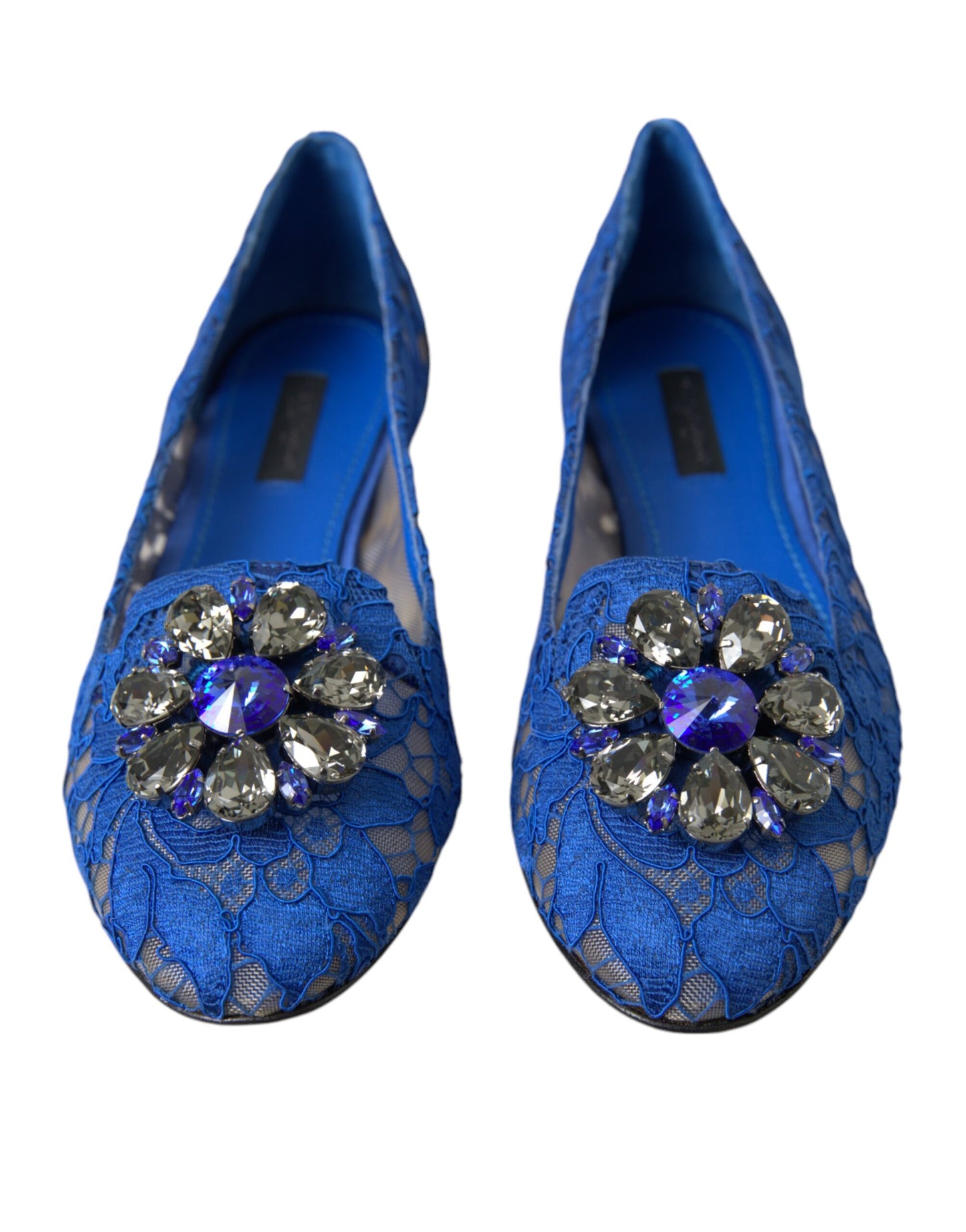 Dolce &amp; Gabbana Blue Lace Crystal балетки Лофери