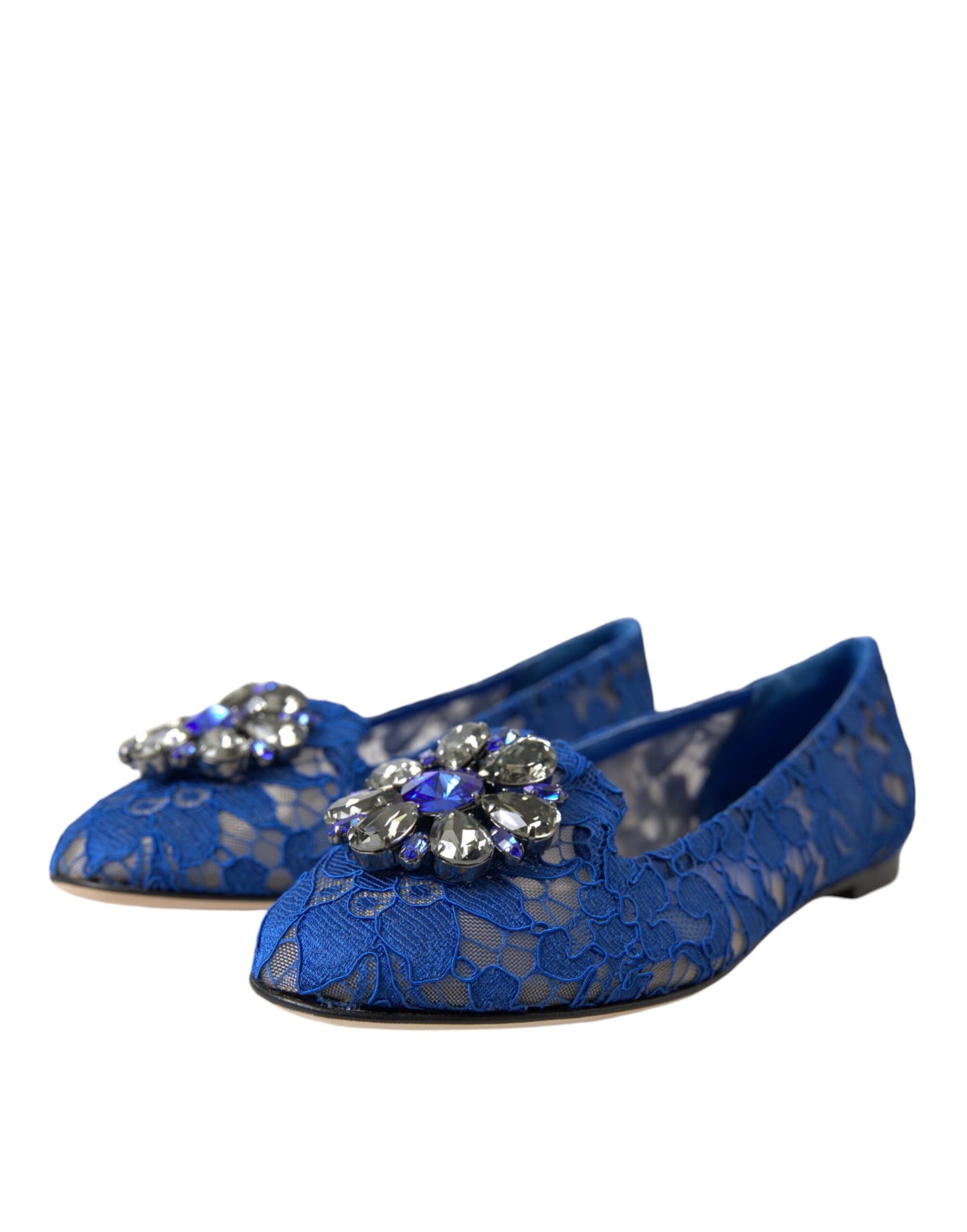 Dolce &amp; Gabbana Blue Lace Crystal балетки Лофери