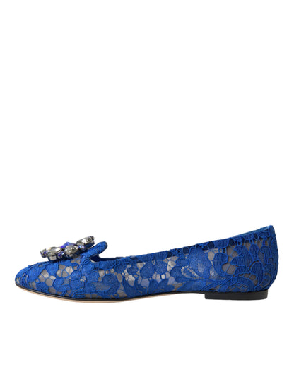 Dolce &amp; Gabbana Blue Lace Crystal балетки Лофери
