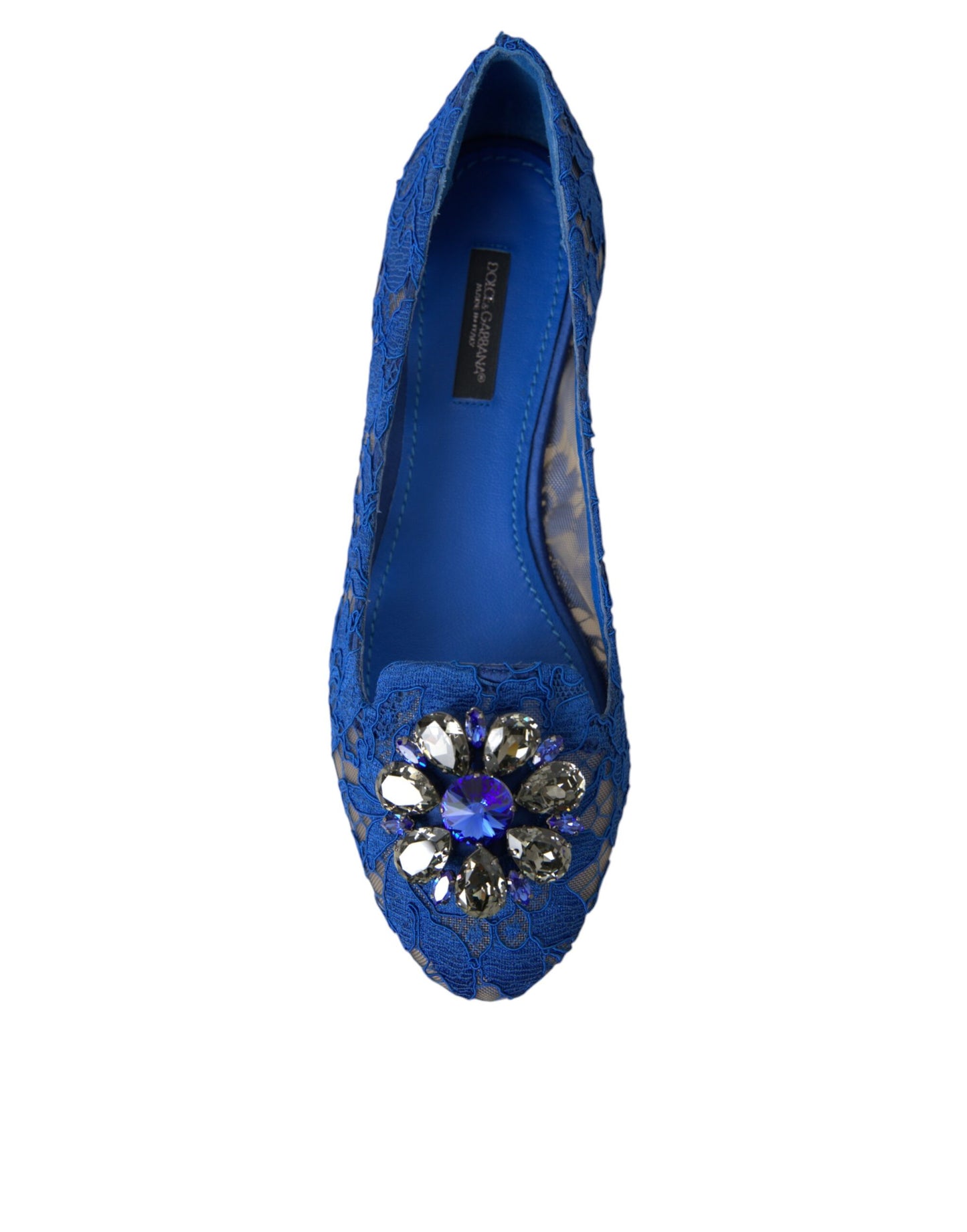 Dolce &amp; Gabbana Blue Lace Crystal балетки Лофери