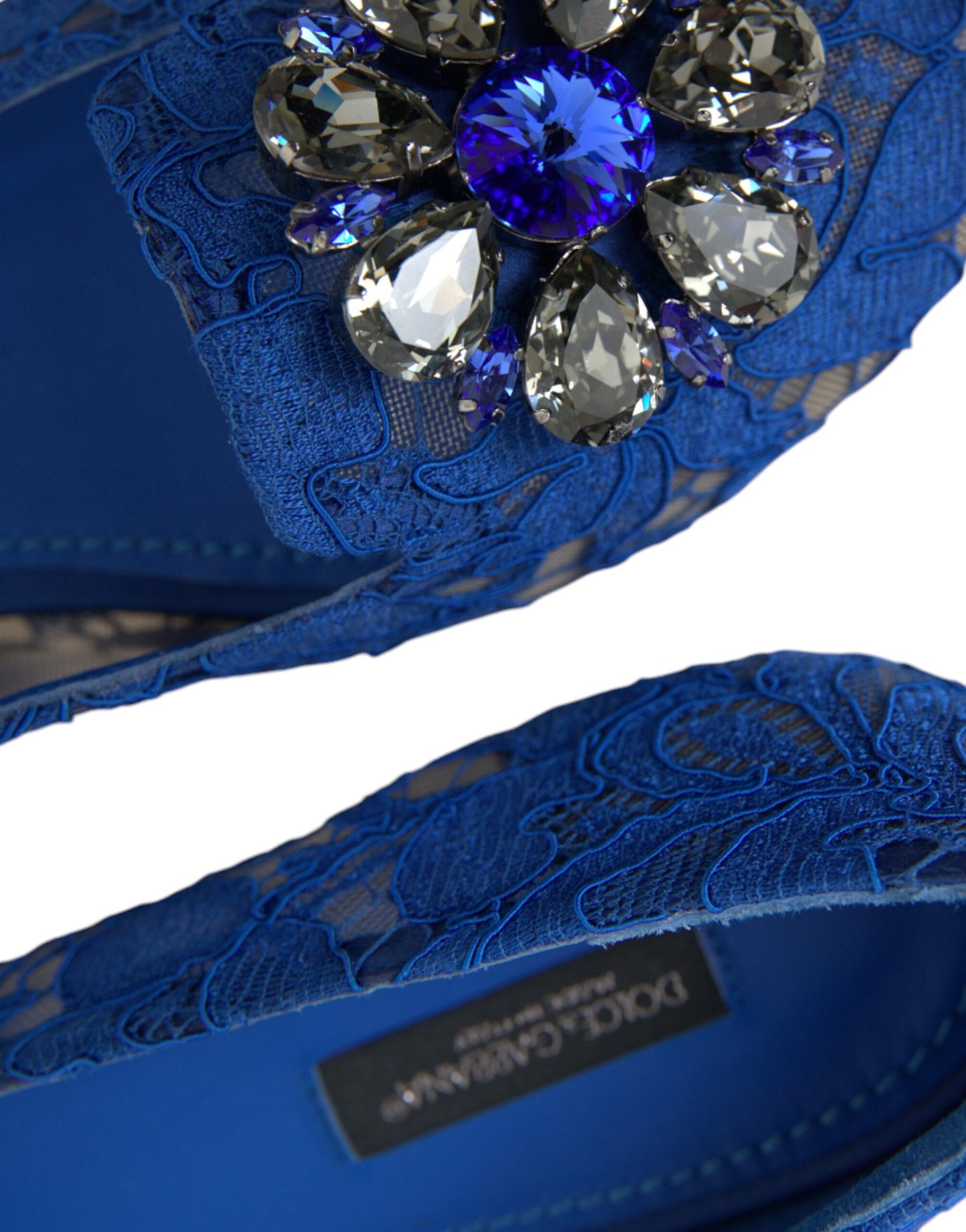 Dolce &amp; Gabbana Blue Lace Crystal балетки Лофери