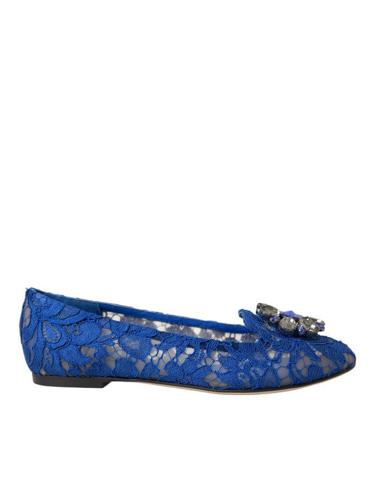 Dolce &amp; Gabbana Blue Lace Crystal балетки Лофери