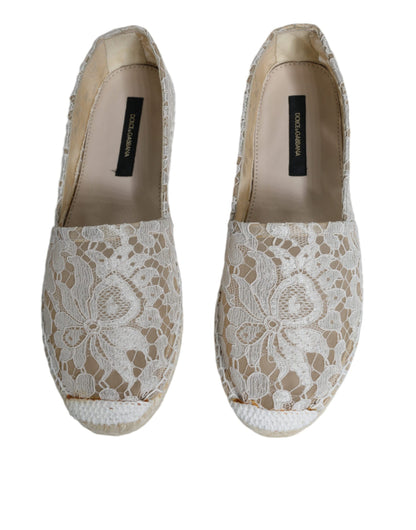 Dolce &amp; Gabbana Білі мереживні еспадрільї з віскози Туфлі на плоскій підошві