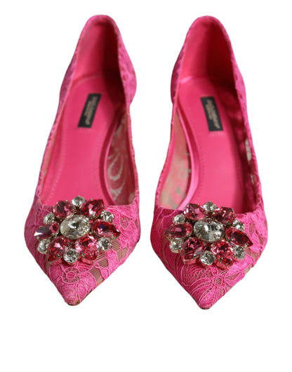 Туфлі-лодочки Dolce &amp; Gabbana Pink Taormina Lace Crystal Heels