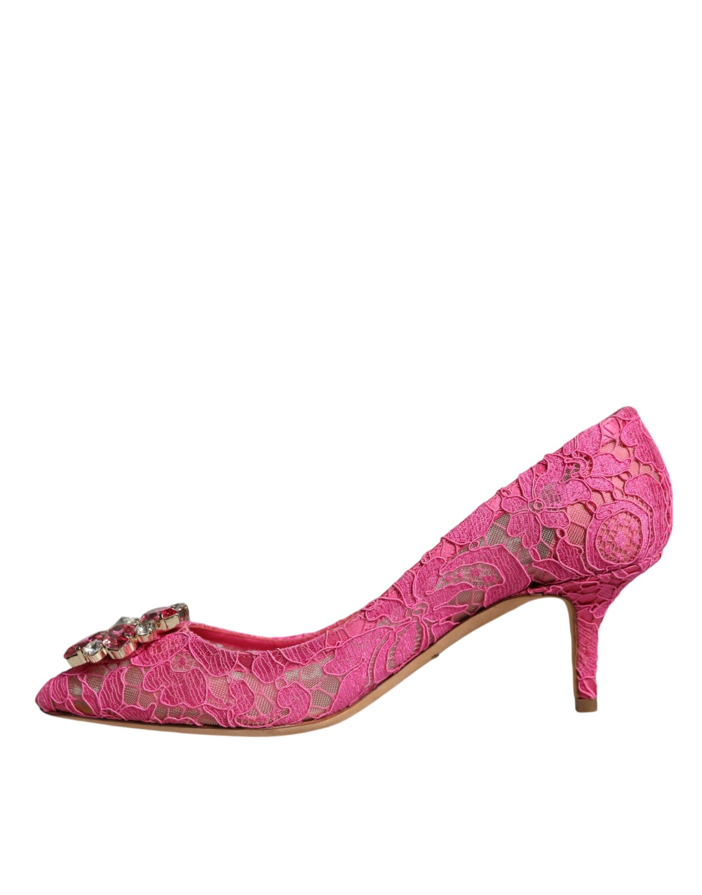 Туфлі-лодочки Dolce &amp; Gabbana Pink Taormina Lace Crystal Heels