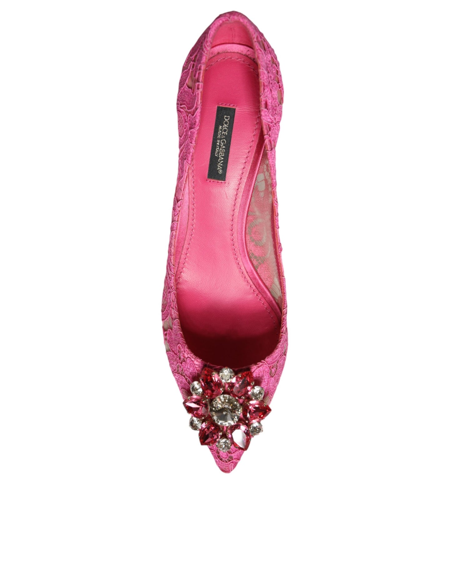 Туфлі-лодочки Dolce &amp; Gabbana Pink Taormina Lace Crystal Heels