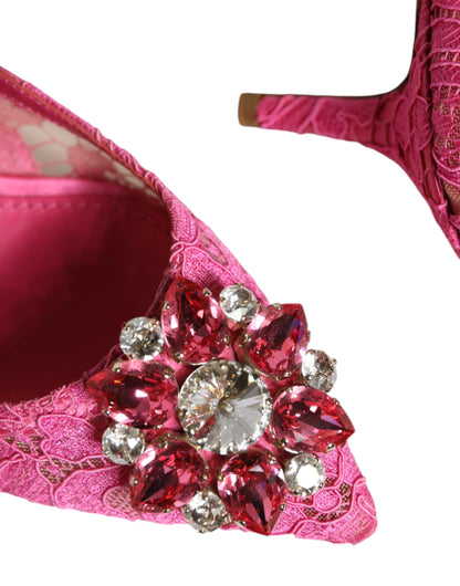 Туфлі-лодочки Dolce &amp; Gabbana Pink Taormina Lace Crystal Heels