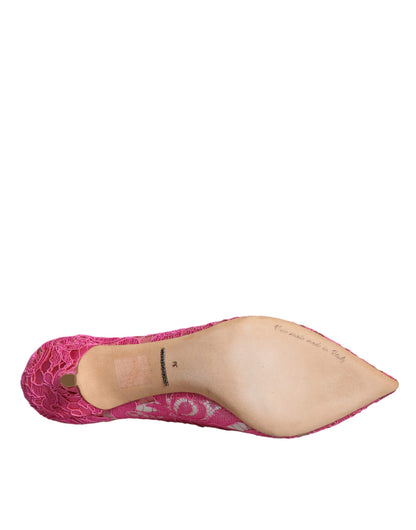 Туфлі-лодочки Dolce &amp; Gabbana Pink Taormina Lace Crystal Heels