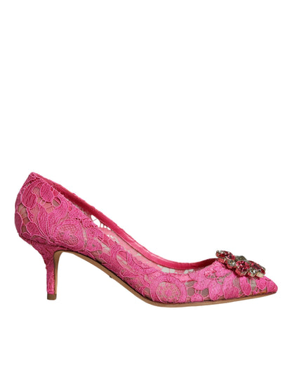 Туфлі-лодочки Dolce &amp; Gabbana Pink Taormina Lace Crystal Heels