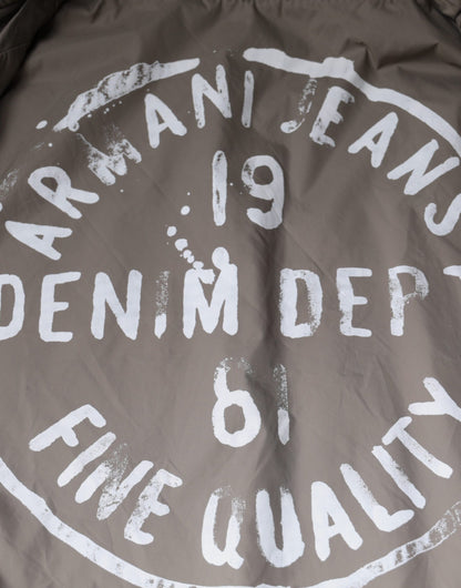 Коричневий бавовняний бомбер Armani Jeans на повній блискавці з логотипом