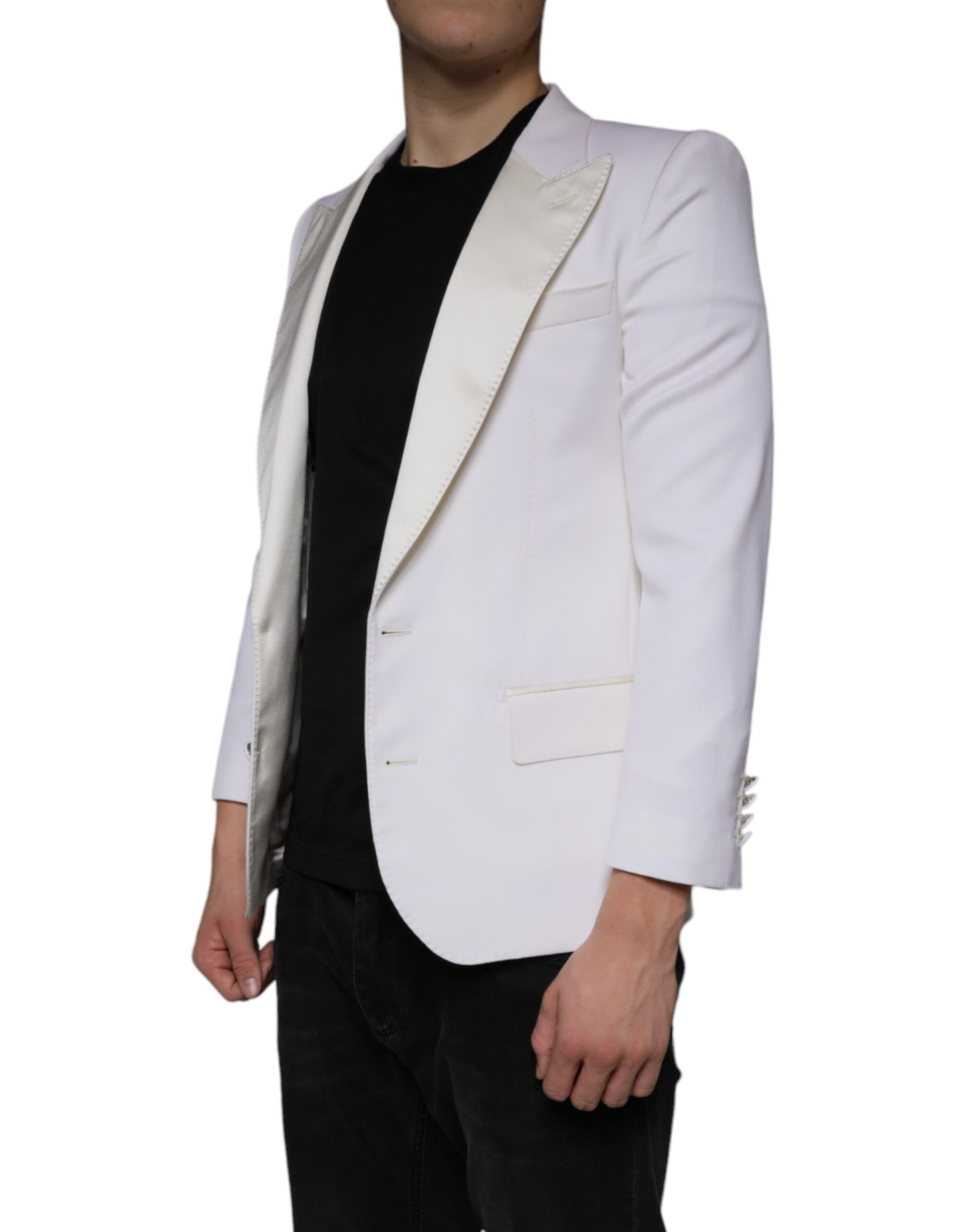 Однобортний піджак Dolce &amp; Gabbana Off White Wool