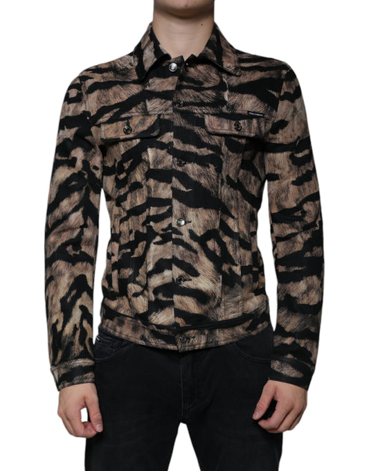 Куртка Dolce &amp; Gabbana з коричневим тигром і ґудзиками